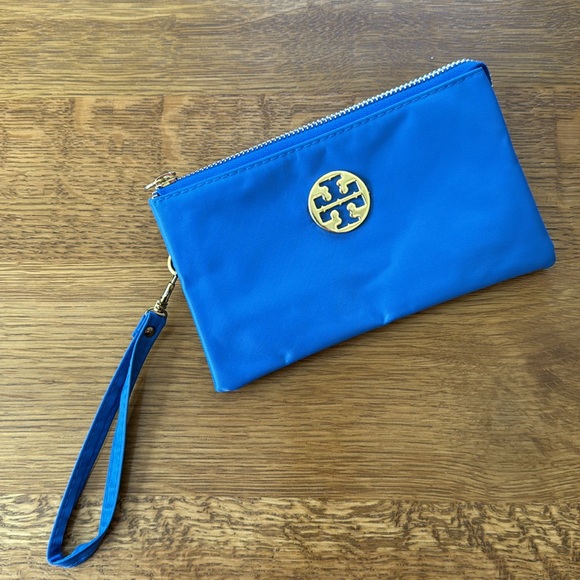 Tory Burch Blue Nylon Wristlet - Picture 1 of 12